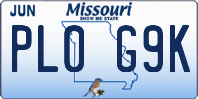 MO license plate PL0G9K