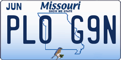 MO license plate PL0G9N