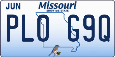 MO license plate PL0G9Q
