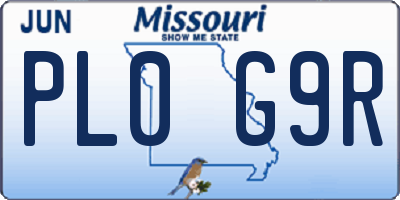MO license plate PL0G9R