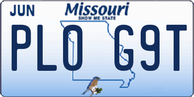 MO license plate PL0G9T