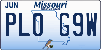 MO license plate PL0G9W