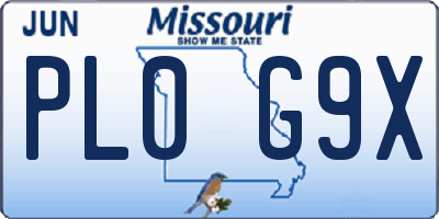 MO license plate PL0G9X