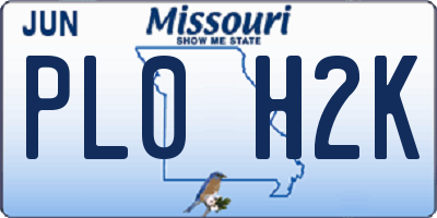 MO license plate PL0H2K
