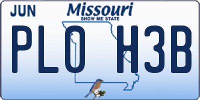 MO license plate PL0H3B
