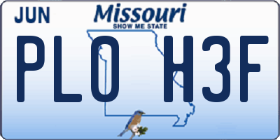 MO license plate PL0H3F