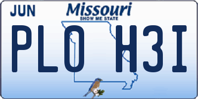 MO license plate PL0H3I