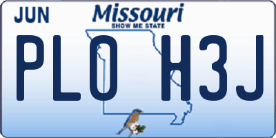 MO license plate PL0H3J