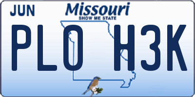 MO license plate PL0H3K