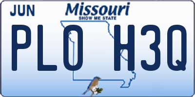 MO license plate PL0H3Q