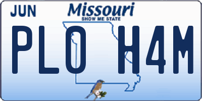MO license plate PL0H4M
