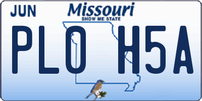 MO license plate PL0H5A