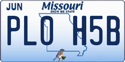 MO license plate PL0H5B