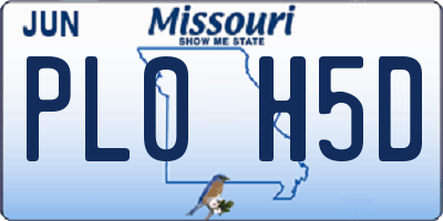 MO license plate PL0H5D