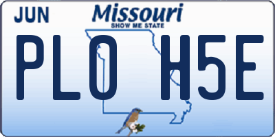 MO license plate PL0H5E