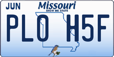 MO license plate PL0H5F