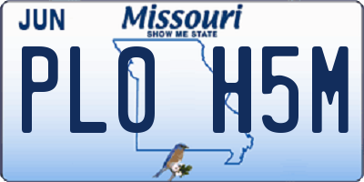 MO license plate PL0H5M