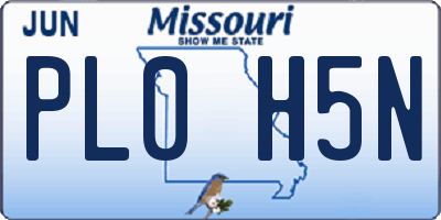 MO license plate PL0H5N