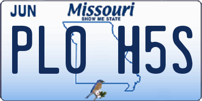MO license plate PL0H5S