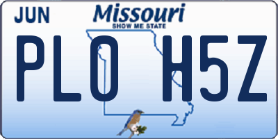 MO license plate PL0H5Z