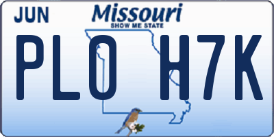 MO license plate PL0H7K