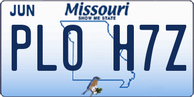 MO license plate PL0H7Z