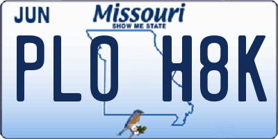 MO license plate PL0H8K