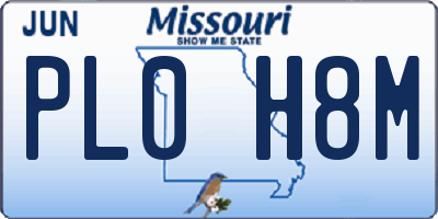 MO license plate PL0H8M