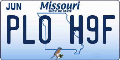 MO license plate PL0H9F
