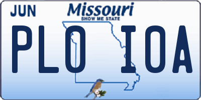 MO license plate PL0I0A