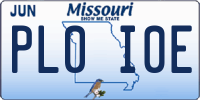 MO license plate PL0I0E