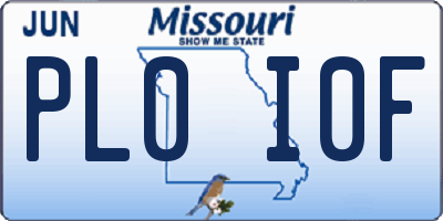 MO license plate PL0I0F