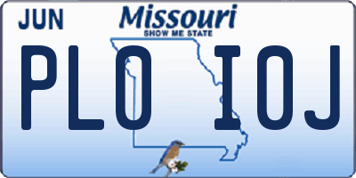 MO license plate PL0I0J