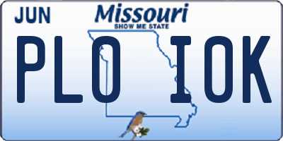 MO license plate PL0I0K