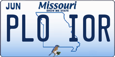 MO license plate PL0I0R