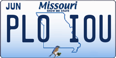 MO license plate PL0I0U