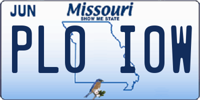 MO license plate PL0I0W
