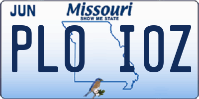 MO license plate PL0I0Z