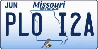 MO license plate PL0I2A