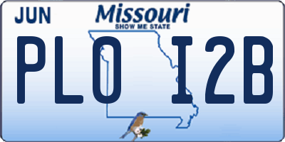 MO license plate PL0I2B