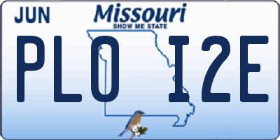 MO license plate PL0I2E