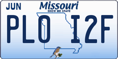 MO license plate PL0I2F