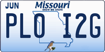 MO license plate PL0I2G