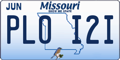 MO license plate PL0I2I