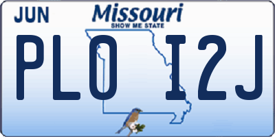 MO license plate PL0I2J