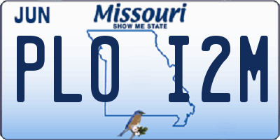 MO license plate PL0I2M