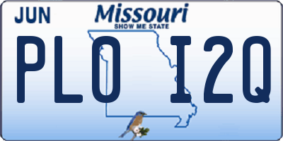 MO license plate PL0I2Q
