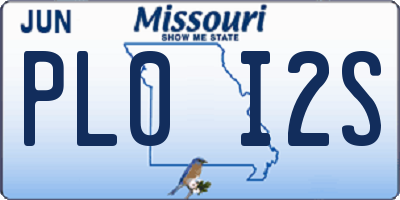 MO license plate PL0I2S