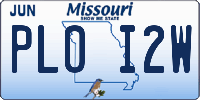 MO license plate PL0I2W