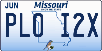 MO license plate PL0I2X
